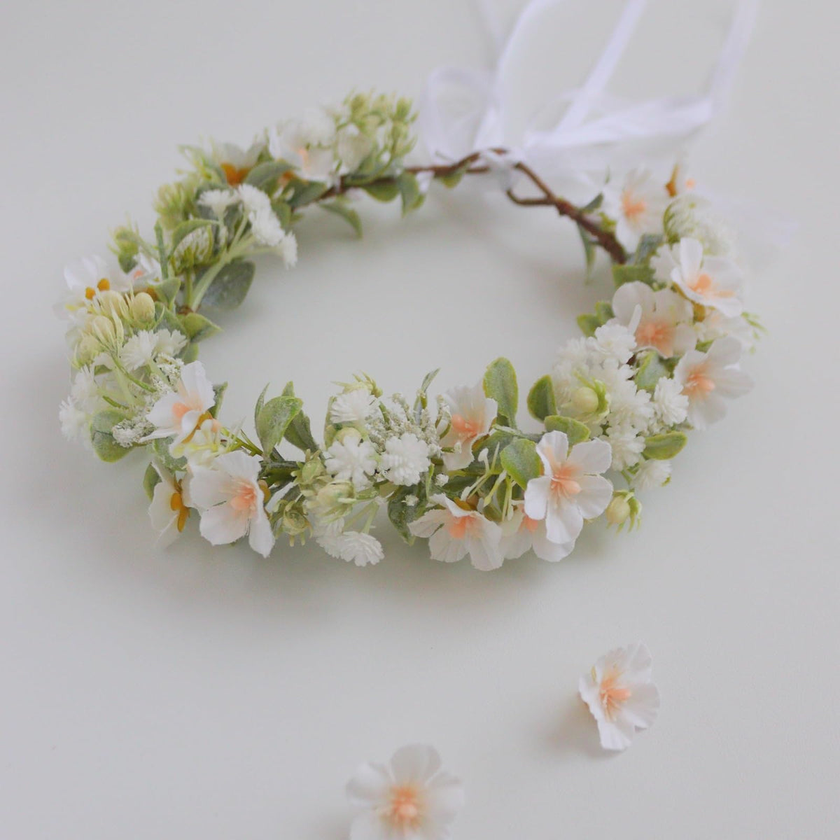 Vividsun Bridal Green Leaf flower Crown Eucalyptus Floral Headband Wedding Festivals Photo Props (I/white green)