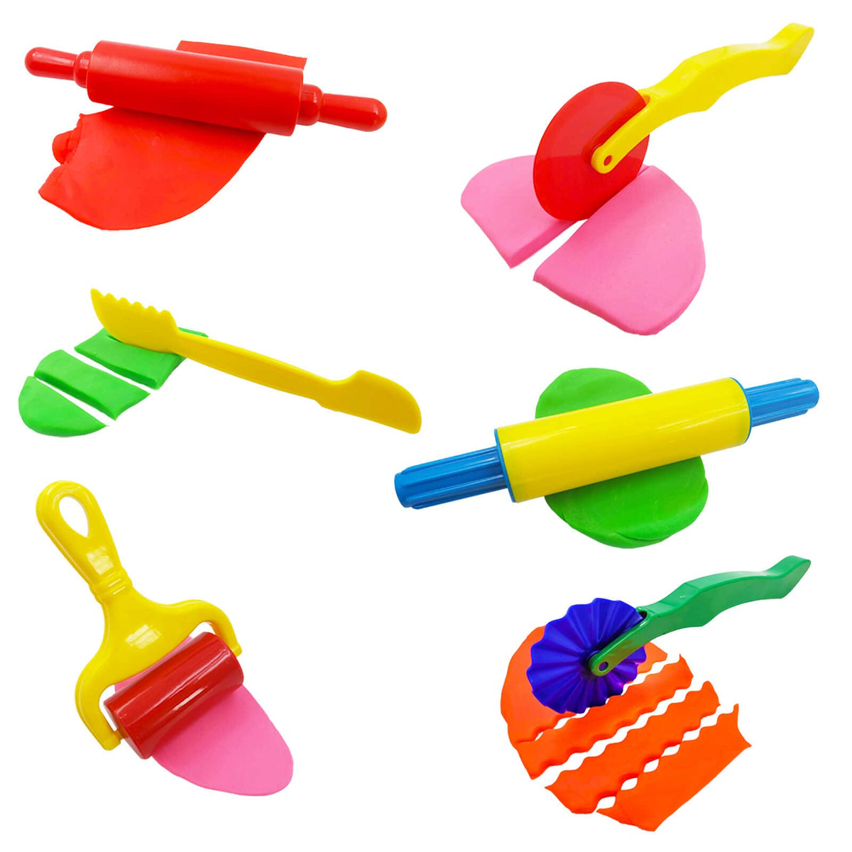 FRIMOONY Dough Tools Set for Kids, Various Plastic Animal Molds, Rolling Pins, for Creative Dough Cutting, 44 Pieces
