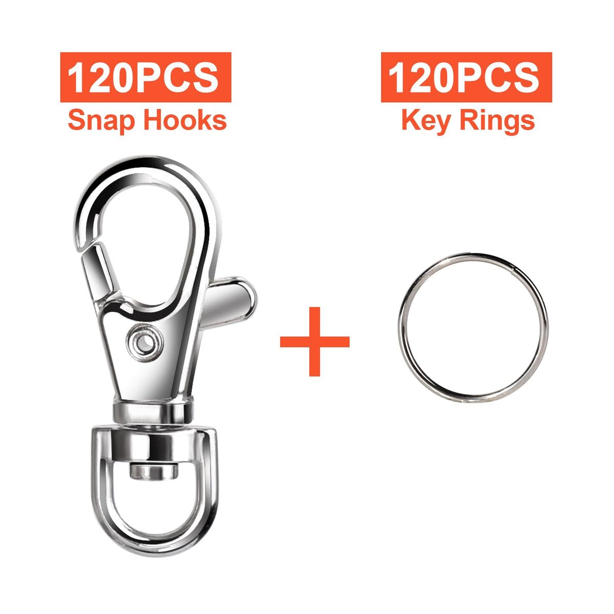 LEOBRO 240PCS Lobster Claw Clasps and Key Rings, Keychain Making Kit, 120PCS Keychain Clips and 120PCS Key Chain Ring, for Keychains, Lanyard, Jewelry Making, Art Crafts, Silver