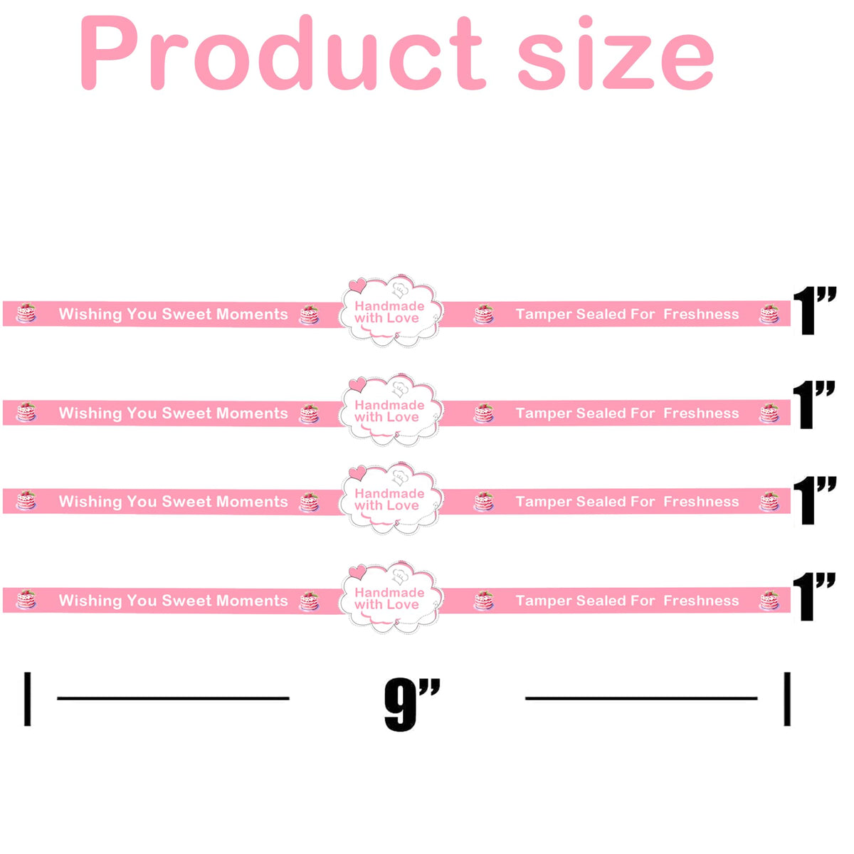Food Retail Package Seal Labels,9x1 Inch Safe Secure Tamper Evident Labels,Tamper Resistant Stickers,Baking Gift Box Stickers for Handmade Baking Craft Arts,Hand Made Sticker 500 Pcs (500 pcs)