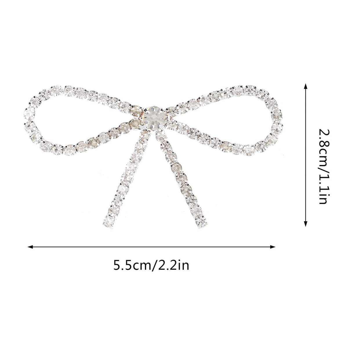 10Pcs Sliver Clear Rhinestone Crystal Bow Brooches Pins Set DIY Wedding Bouquet Broaches Kit