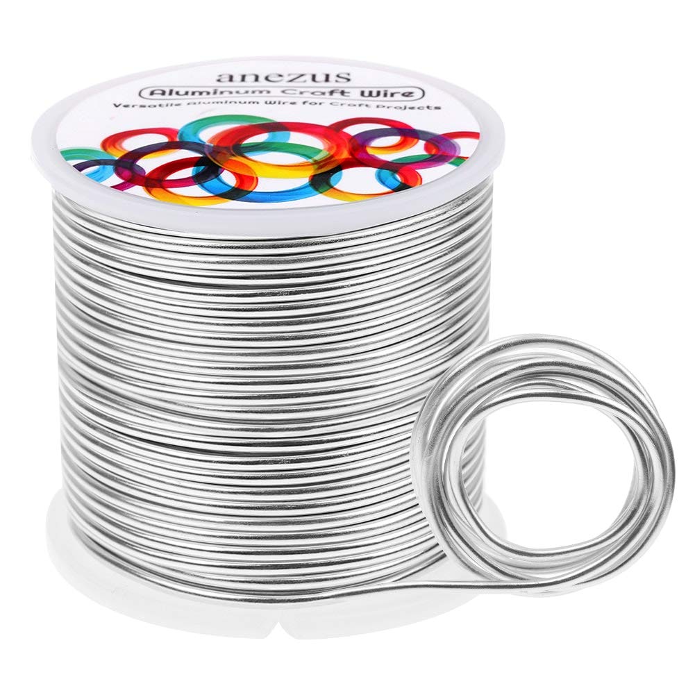 Anezus 12 Gauge Aluminum Wire 100 Feet - 2mm Metal Armature Bendable Sculpting Wire for Crafts, Wreath Making, Jewelry Making, Beading, Floral (Silver)