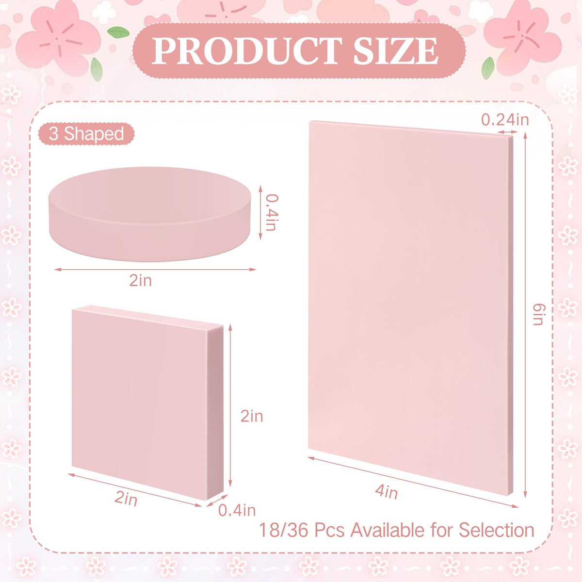 Innconee 18 Pcs Rubber Stamp Carving Blocks Linoleum Blocks 4"x6" and 2"x2" Round Square Rectangle Block Carving Kit for Stamp Crafts DIY Project(Pink)