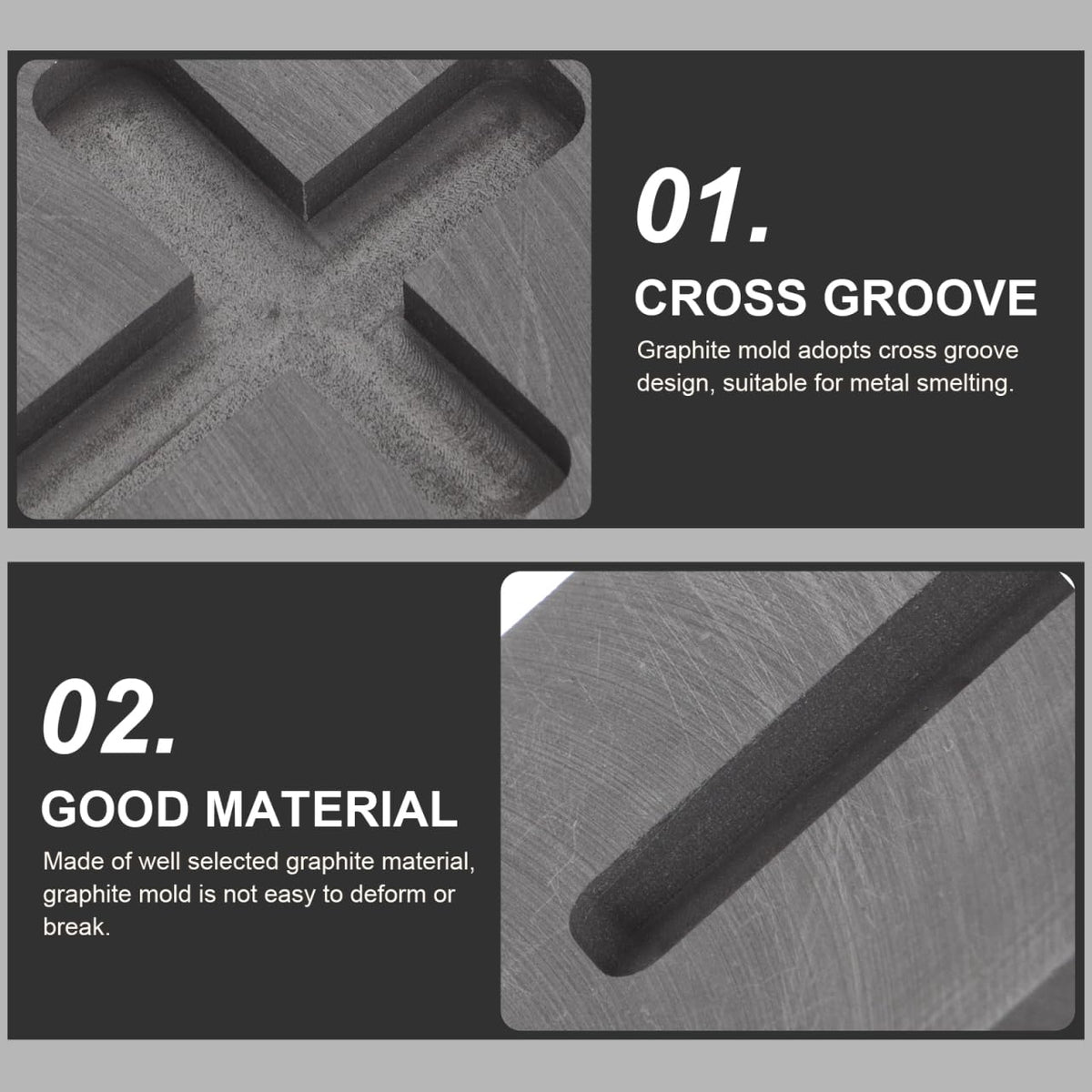 4pcs Gold Silver Graphite Ingot Mold Cross Shape Jewelry Melting Tool for Casting High Thermal Stability Conductivity for Melting Alloys