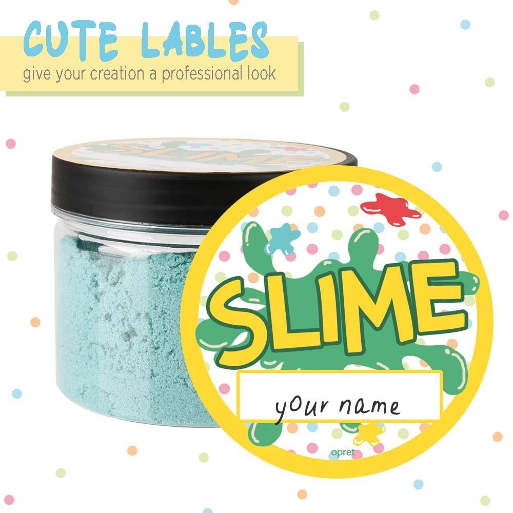 Opret 12 Pack 10oz Empty Slime Containers, Large Plastic Slime Jars with Lids and Labels Clear Storage Organizers for Slime Making, Food and Beauty Products, BPA Free