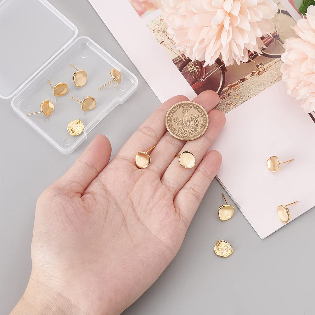BENECREAT 12PCS 18K Gold Plated Earring Studs with Vertical Loops, 40Pcs Plastic Ear Nuts for DIY Jewelry Making