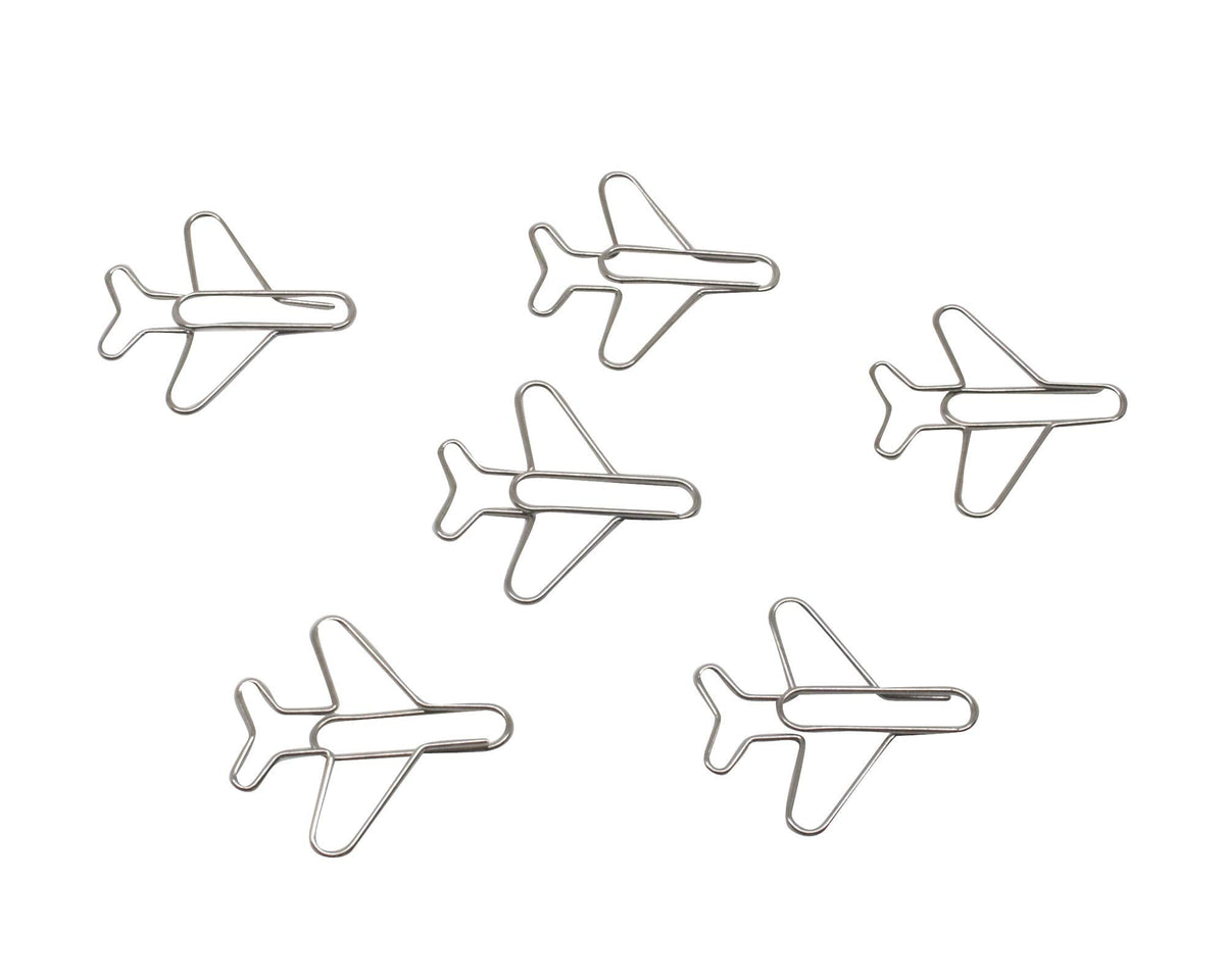 Airplane Shaped Paper Clips (100 Count) in Tin – Silver Decorative Clips for Office, Desk Accessories & Gifts – Butler in the Home