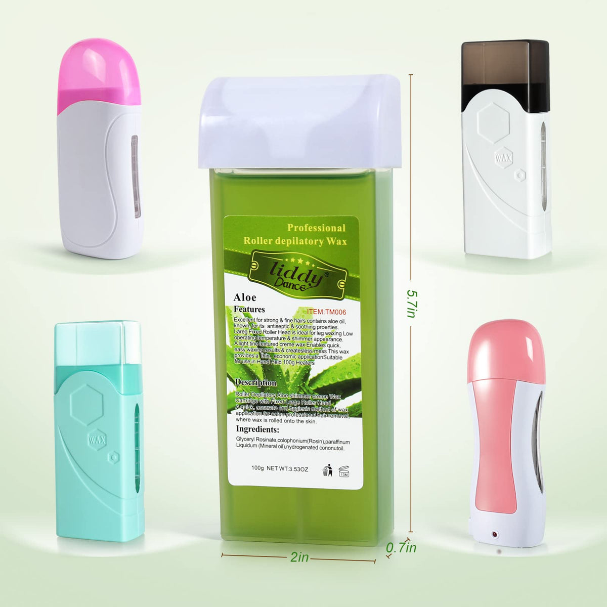 Liddy Dance Hair Removal Wax, Wax Refill, Soft Wax Roller Cartridge for Roll on Waxing Kit, Aloe Depilatory Rolling Wax for Sensitive Skin, 4 Pack (14.1 OZ)