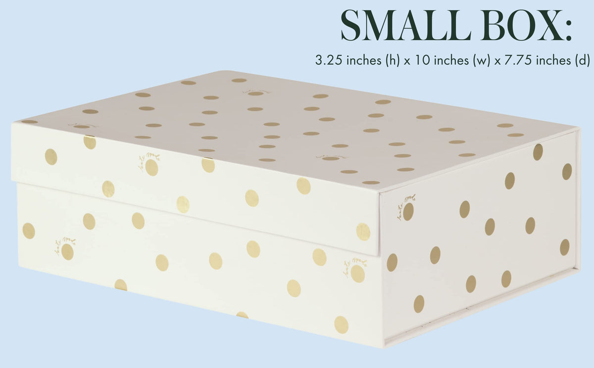 kate spade new york Decorative Storage Boxes with Lids, 3 Pack Sturdy Organizer Storage Bins, Includes Small Medium Large Pink Nesting Boxes with Magnetic Closure, Gold Dot with Script