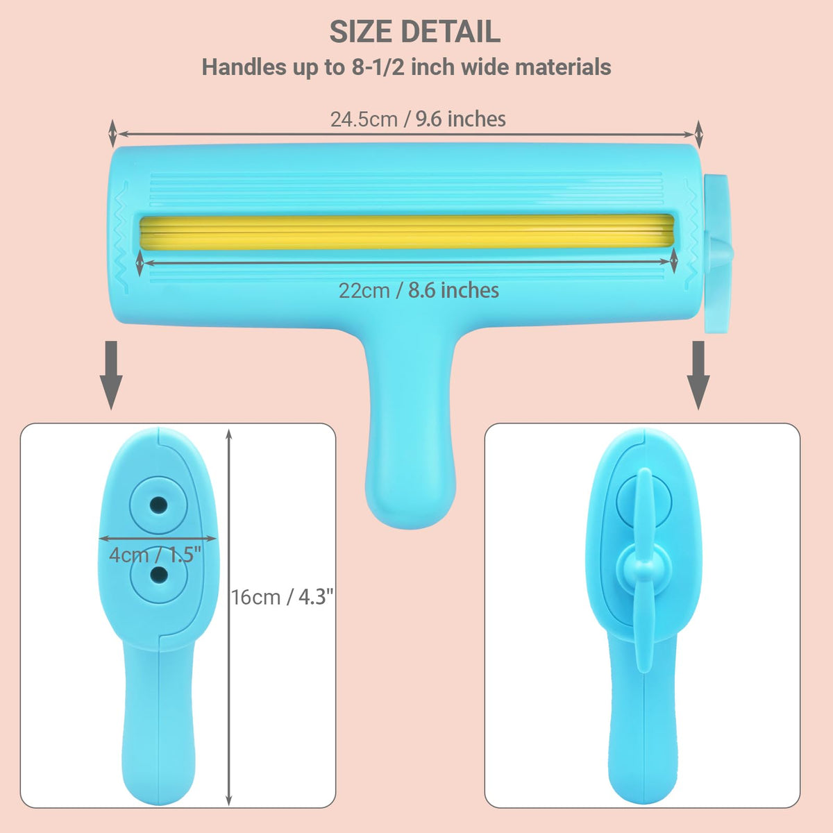 KW-triO Paper Crimper for Chip Bags Crafting Paper Creasing Tool for Scrapbooking, Quilling, Wrapping, Bag Sealing Decorative Edge Creaser with 8-1/2 Inches Width Roller (Cyan)