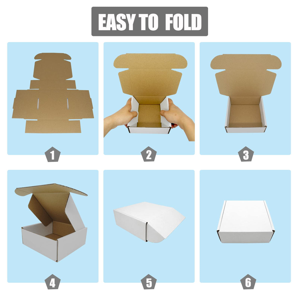 6x4x2 Shipping Boxes Pack of 50, White Corrugated Cardboard Box for Small Business Flat Literature Mailer Mailing Packaging Packing Jewelry Craft Gifts