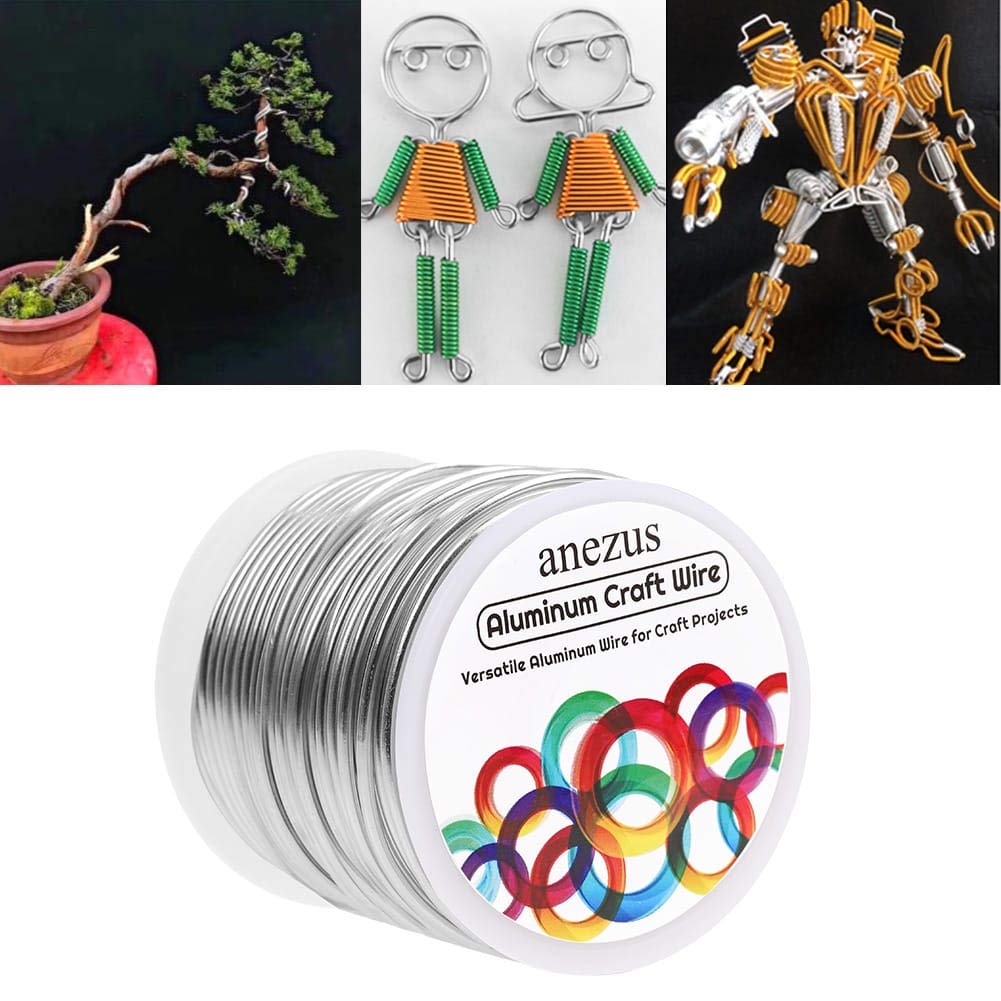 Anezus 12 Gauge Aluminum Wire 100 Feet - 2mm Metal Armature Bendable Sculpting Wire for Crafts, Wreath Making, Jewelry Making, Beading, Floral (Silver)