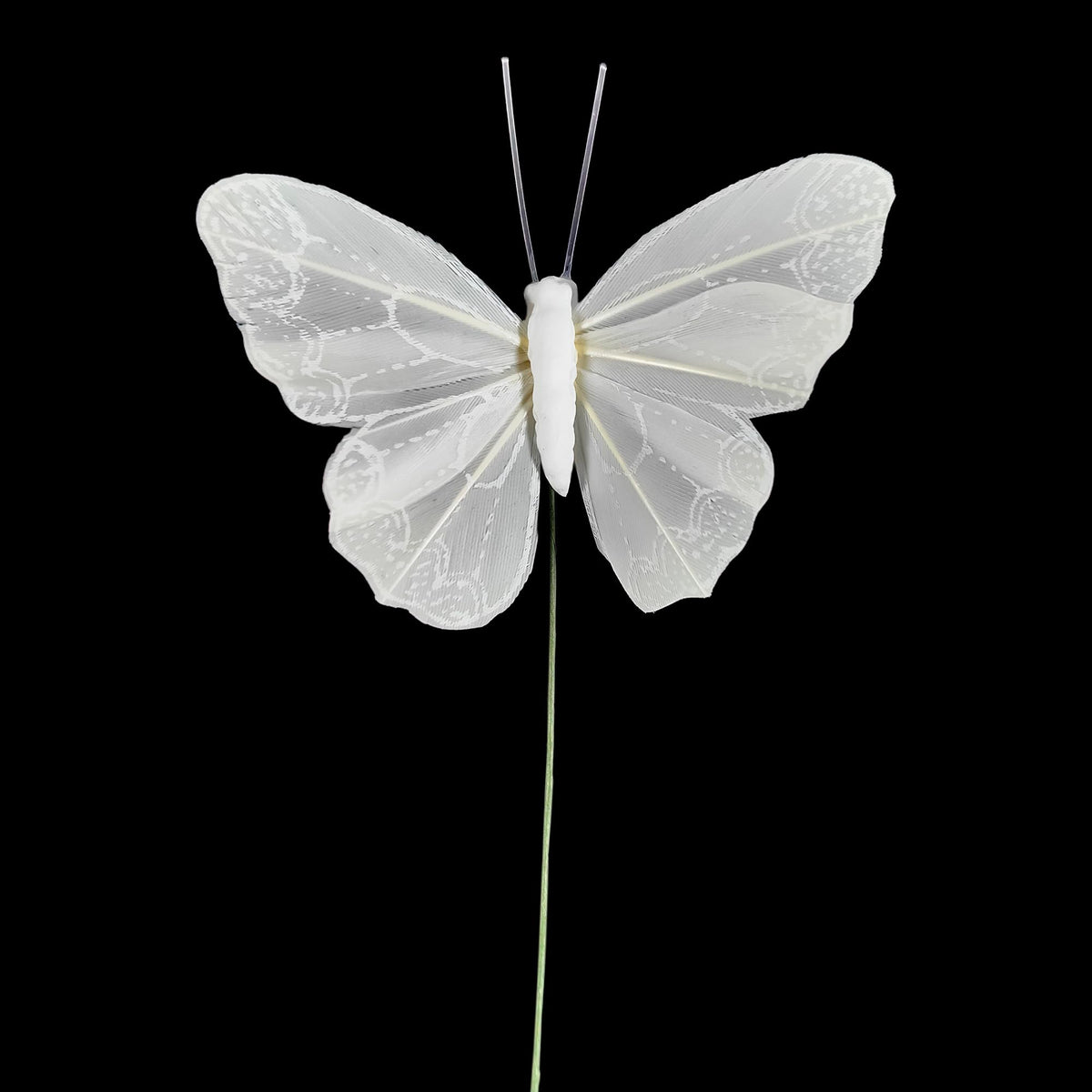 YCHTEWY- Feather Butterfly Decorations Set of 12 pcs White Craft Butterflies on Wire .Party Spring Home Decor Floral Pics…