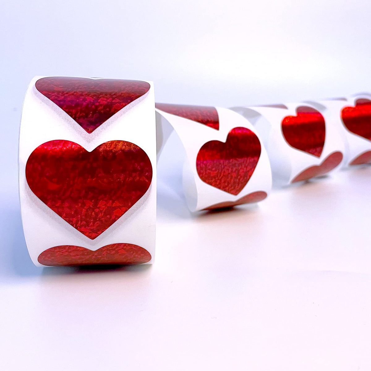 1.5" Glitter Red Heart Stickers and 1.5" Glitter Pink Heart Stickers, 2 Roll 1000 Piece
