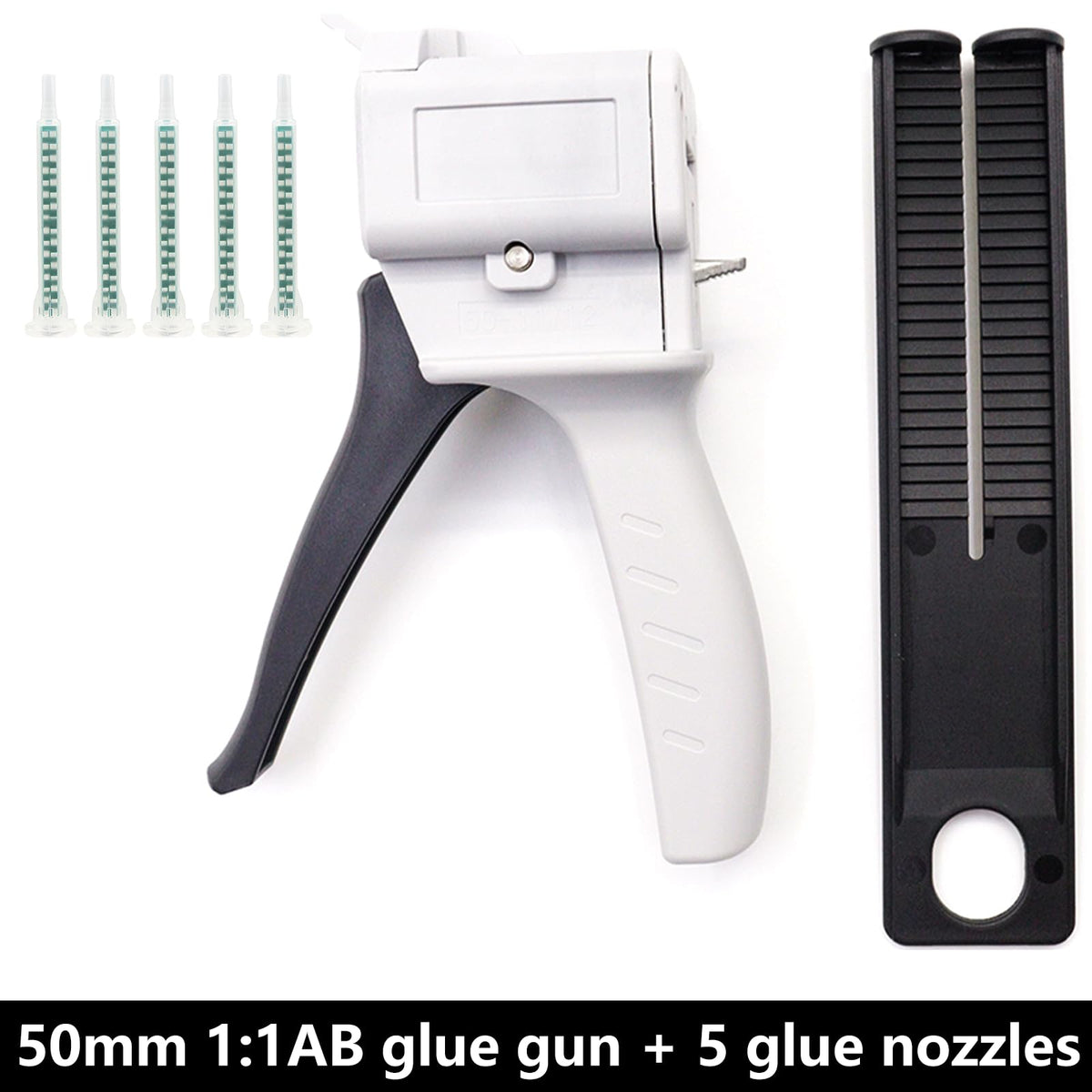 1:1 AB epoxy glue gun, dispensing gun 50ml dual ink cartridge 1:1 manual glue gun, AB two-component sealant applicator dispensing gun kit and epoxy nozzle