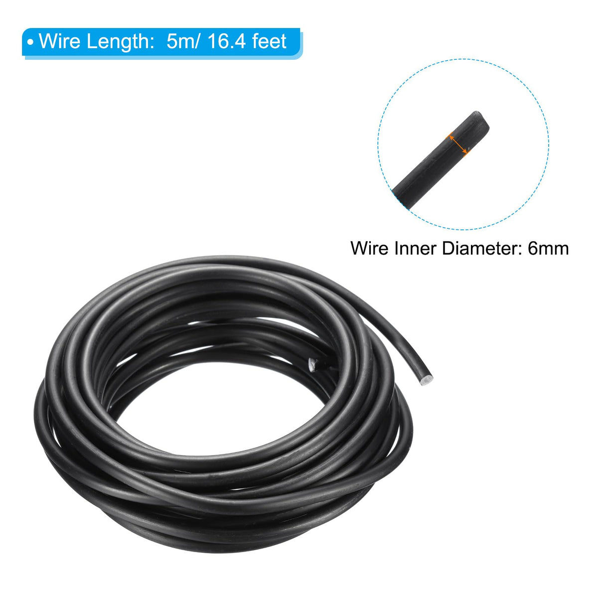 PATIKIL 6mm Bonsai Training Wire, 1 Roll Floral Wire Stems Anodized Aluminum Tree Wire 16.4 Feet Total for Gardening Branch Fixing, Black