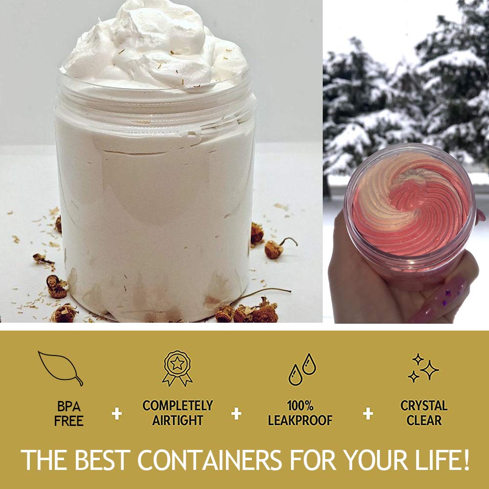 AMORIX 8oz Clear Plastic Jars with Lids 8 oz Plastic Containers with Lids + 20g Sample Containers (Set of 24) Airtight Container for Lip Scrub, Body Butters, Cream, Slime, Craft Storage