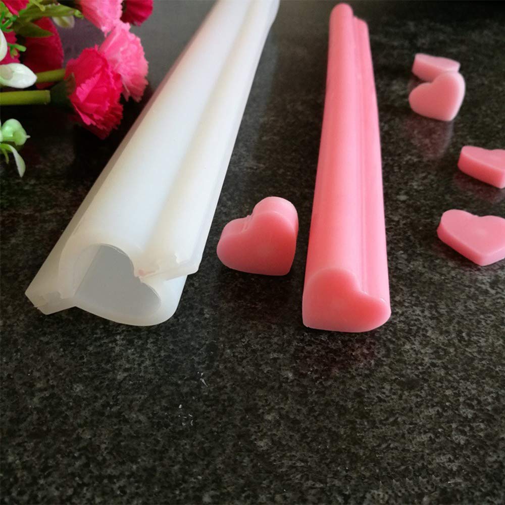 EORTA Heart Shaped Silicone Mold Tube Column Handmade Soap Candle Chocolate/Cake/Mousse/Loaf Baking Tools for DIY Craft Dessert Clay Party Decoration, White