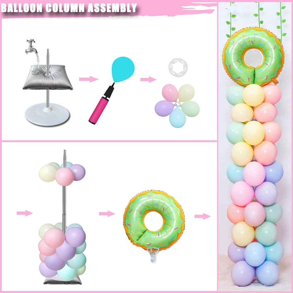 DECOJOY Balloon Column Stand Set of 2, Adjustable 7 Feet Ballon Arch Stands with Bases for Floor, Tall Baloon Tower Pillar Assembly Kit for Halloween, Birthday, Party Decorations