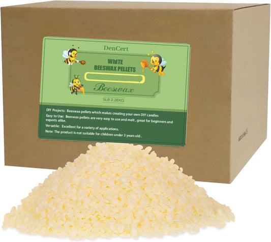 Beeswax Pellets 5LB Beeswax Triple Filtered Beeswax Pastilles for Candle Making Great for DIY Projects (5LB)