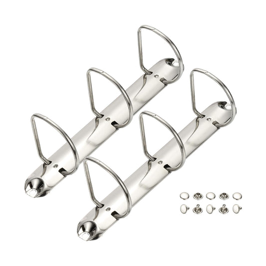 PATIKIL A5 3 Hole Ring Binder Mechanisms, 2 Set 1.97" D Ring Replacement Binder Planner Loose Leaf Binding Spines for Organizers DIY Fill Paper Storage Folder Accessories, 26mm Silver Tone