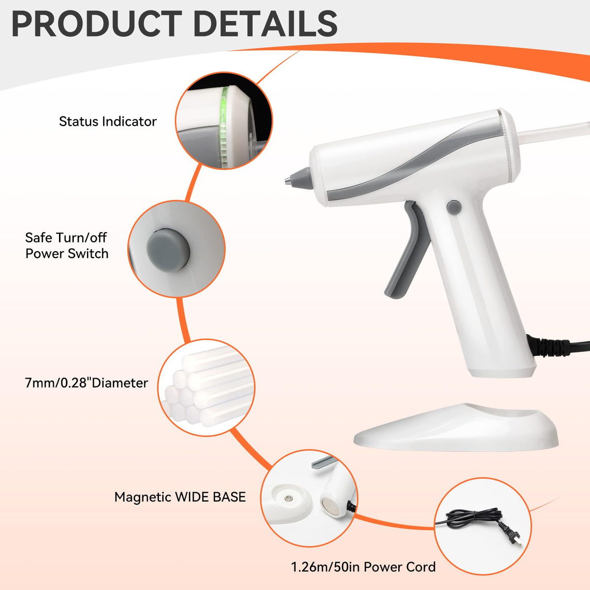 Krightlink Mini hot glue gun Kit with 60 Glue Sticks, Hot Melt, High Temp for School Crafts DIY Arts and Quick Home Repairs