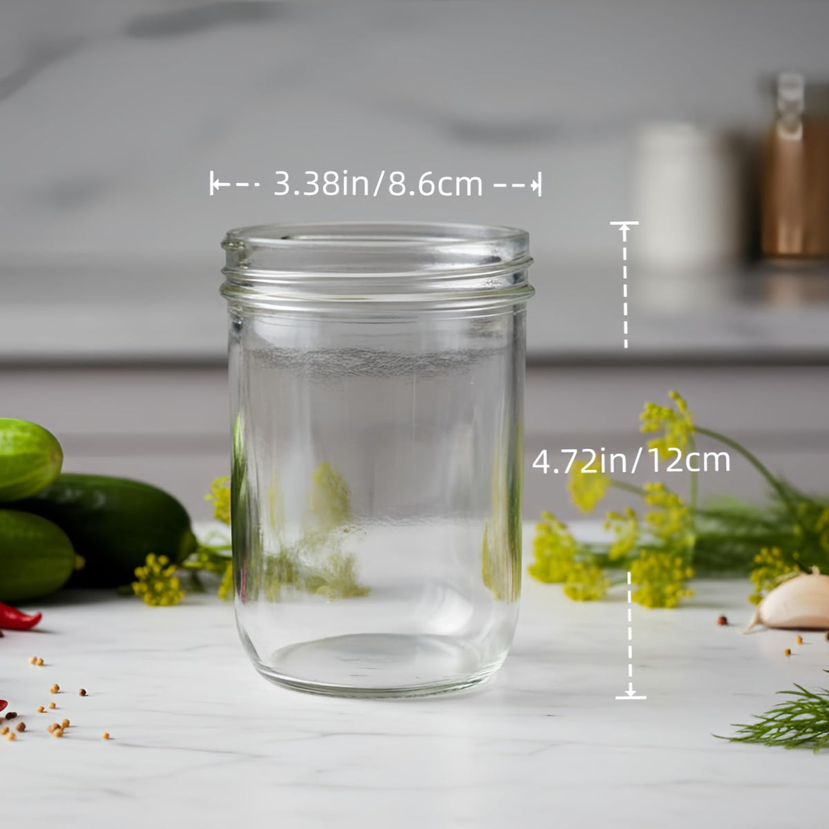 Jumterlee Wide Mouth Mason Jars 16 oz (12 Pack) - Overnight Oat Jars with Airtight 2-Piece Metal Lids, Suitable for Pickling, Meal Prep, Storage, DIY Crafts & Water Bath Canning