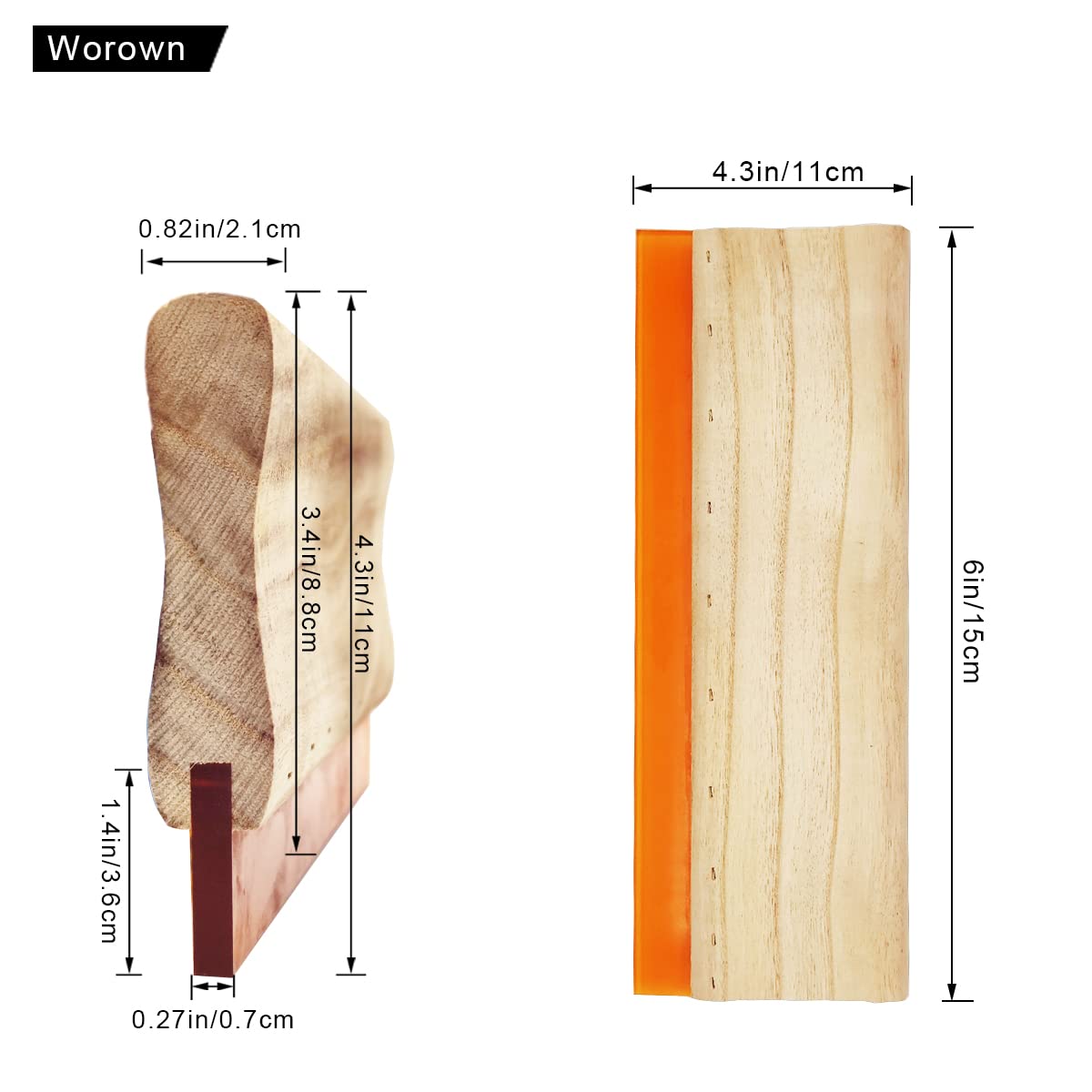 Worown 1 Piece 8 x 10 Inch Wood Silk Screen Printing Frame with 110 White Mesh and 1 Piece 4 x 6 Inch Screen Printing Squeegee for Screen Printing