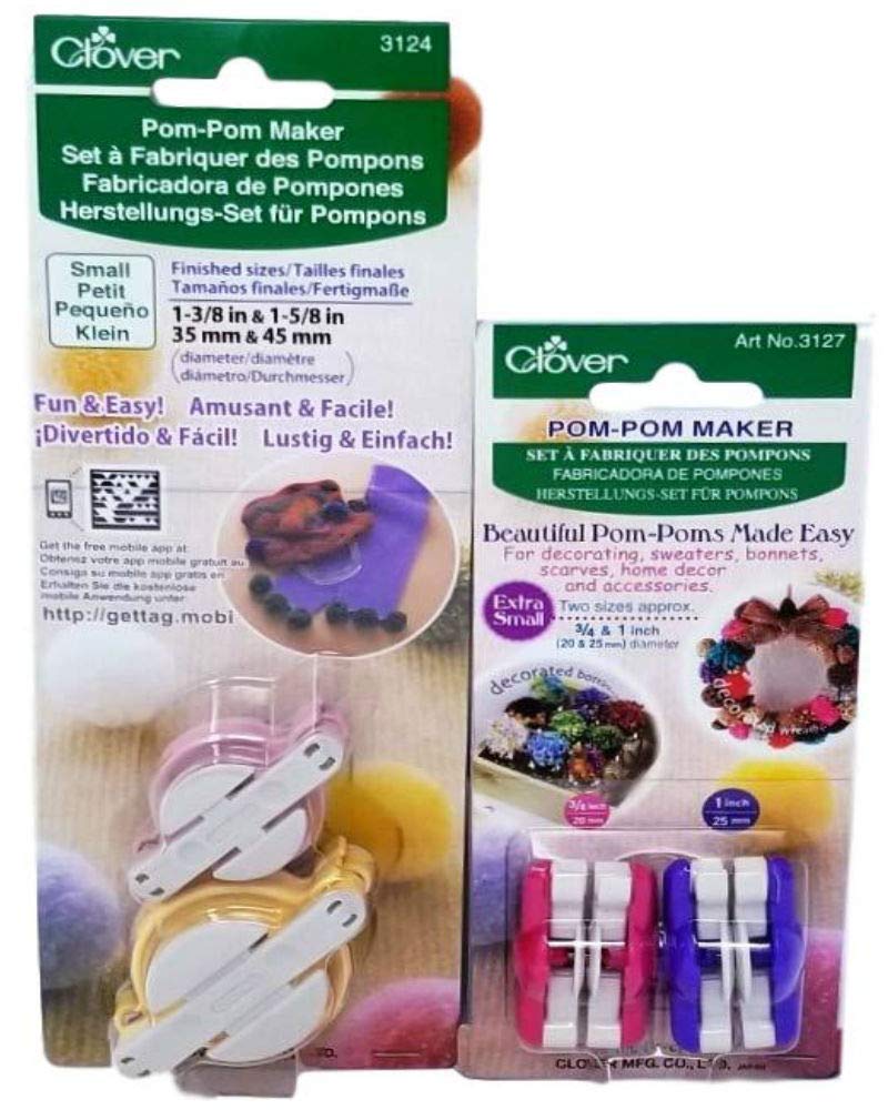 Clover Pom Pom Maker Set ~Includes 4 Different Sizes! (Extra Small and Small Sizes)