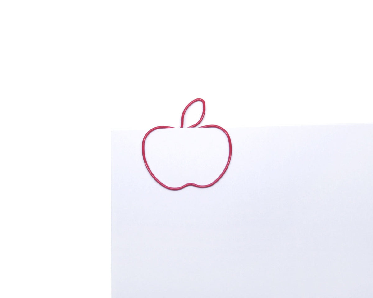 Butler in the Home Apple Paper Clips 100 Count Red Fruit Shaped Clips with Storage Tin for Teachers, Classrooms, Planners, and Office Organization