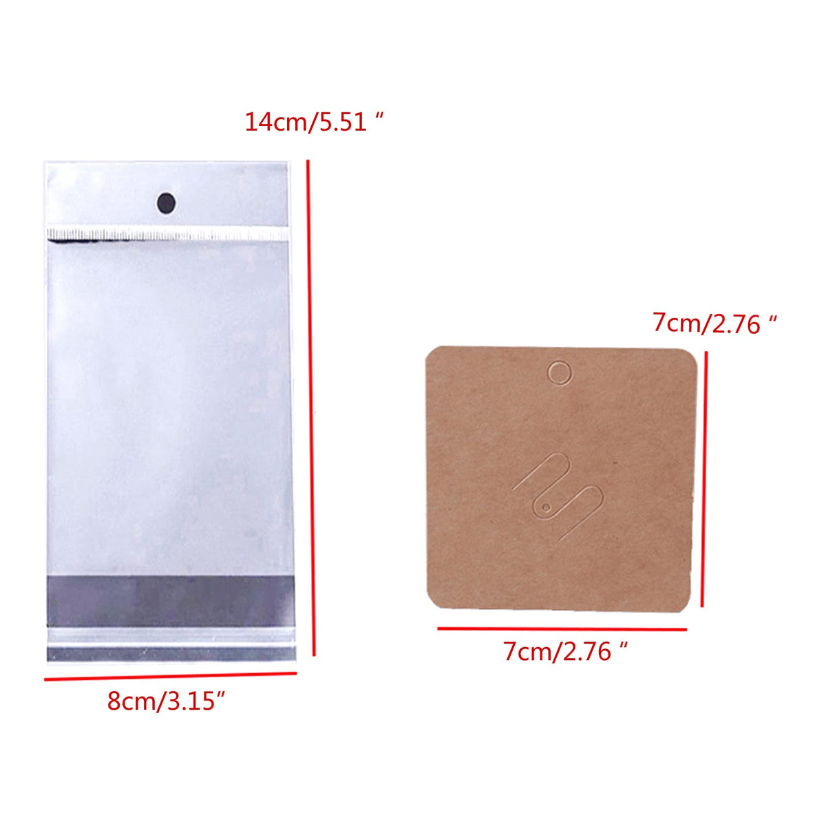WikoNasc 100Piece Kraft Brooch Pin Cards Square Brooch Display Holder Card Brown Earring-Tag for Selling Jewelry Craft Retail