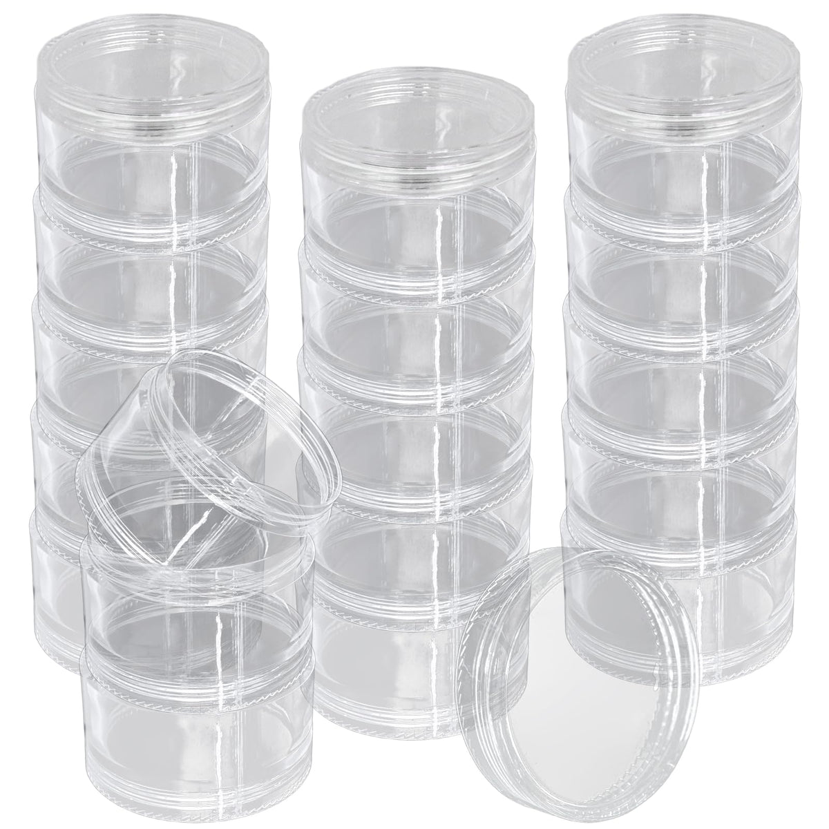 Luomorgo 4 Sets Stackable Clear Plastic Containers with Screw Lids - 30ML 5-Layer Organizer for Cosmetics, Jewelry Beads, Nail Art & Craft Storage