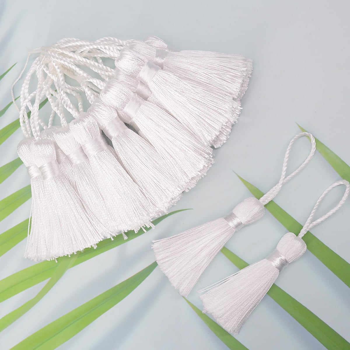 Bookmark DIY Decoration Crafts Tassels: 30pcs Sewing Fringe with String for Graduation Cap Memorial Hanging Ornament,Jewelry Making,Earring Keychain Accessory,Pillow Trim,Key Charms (White)