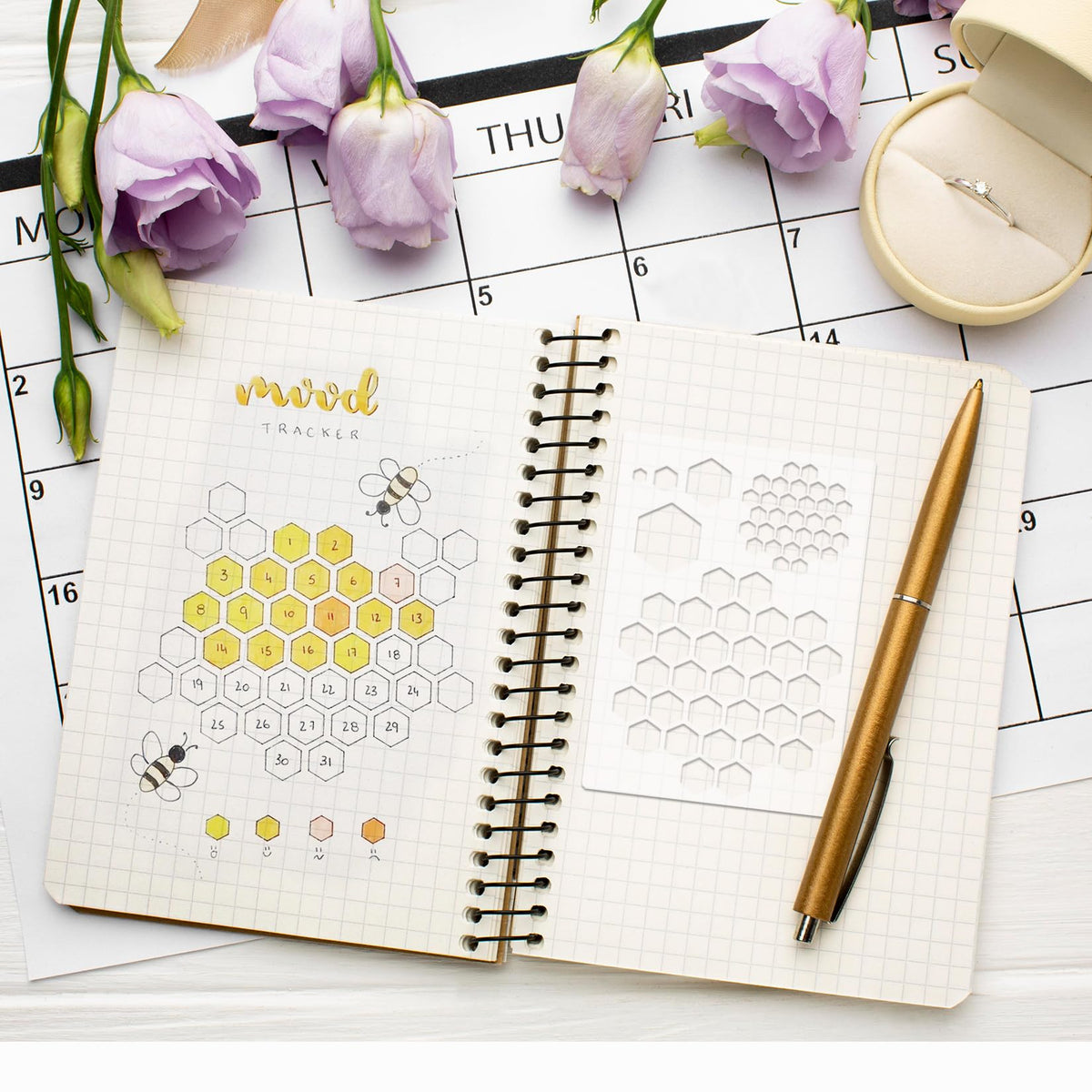 16 Pieces Journal Stencils for Dotted Journals Supplies, Happy Planner Stencils for Journaling DIY Drawing Templates Accessories Kit for Notebook Cards Scrapbook (16 Journal)