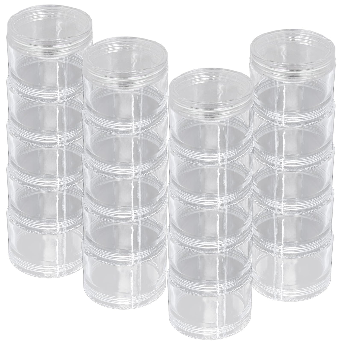 Luomorgo 4 Sets Stackable Clear Plastic Containers with Screw Lids - 30ML 5-Layer Organizer for Cosmetics, Jewelry Beads, Nail Art & Craft Storage