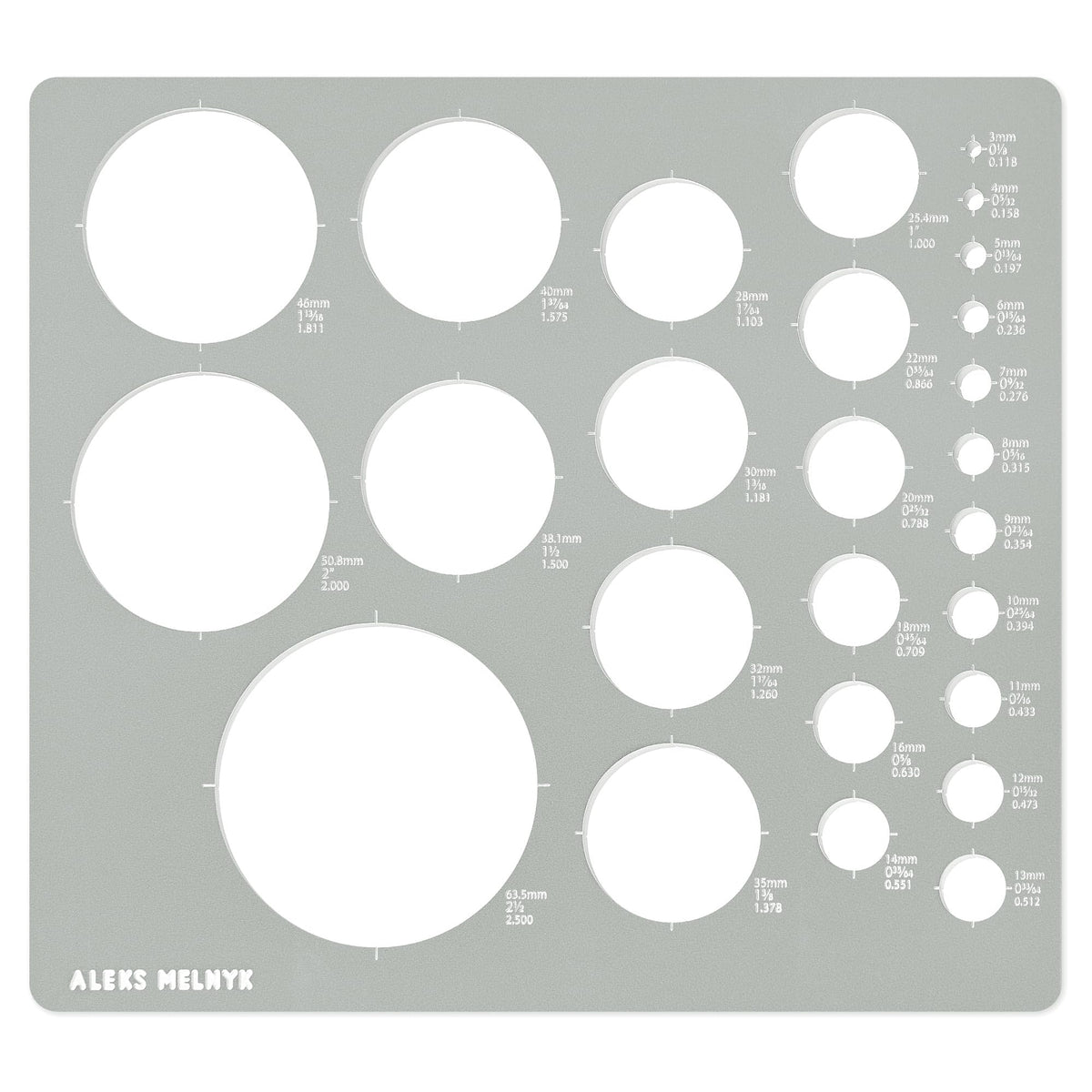 Aleks Melnyk No.200 Metal Circle Template Metric, Circle Tracers for Drawing, Ruler, Template for Drafting, Round Stencil, Architect Tool, Stencil Painting