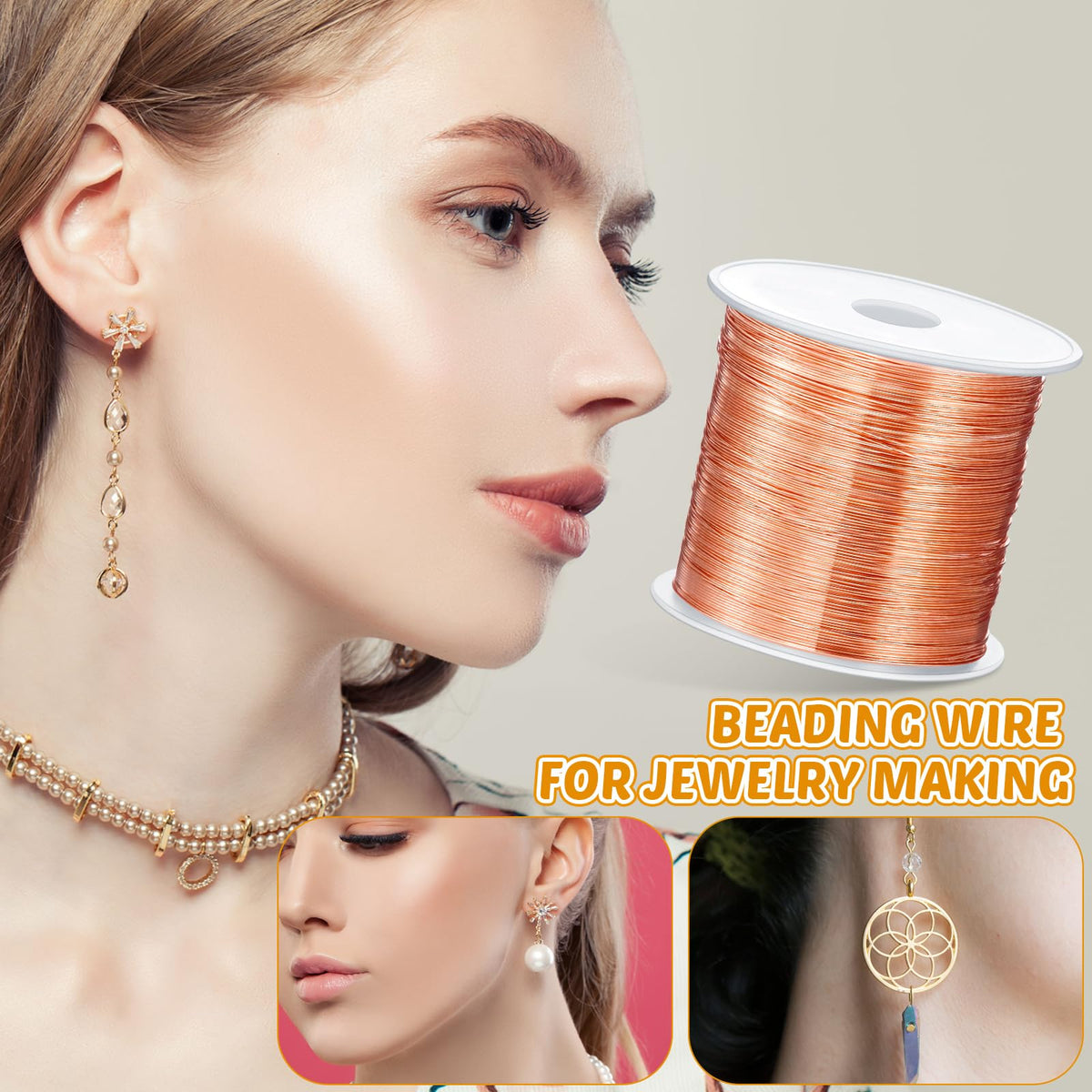 Funrous 5 Rolls 5 Size Jewelry Wire 18, 20, 22, 24, 26 Gauge Copper Wire Kit Jewelry Beading Bendable Craft Metal for Making Crafts, Sculpting with a Pliers(Copper)