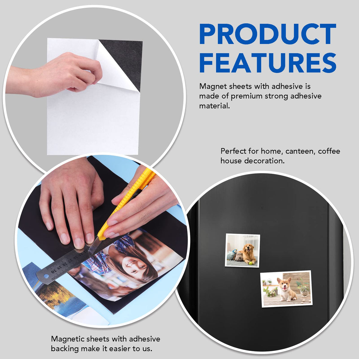 DIYMAG Magnetic Adhesive Sheets Photo Mat, 8" x 10" 12 Pack Flexible Magnets with Adhesive Backing for Crafts, Photos and Pattern Storage, Easy to Peel and Stick