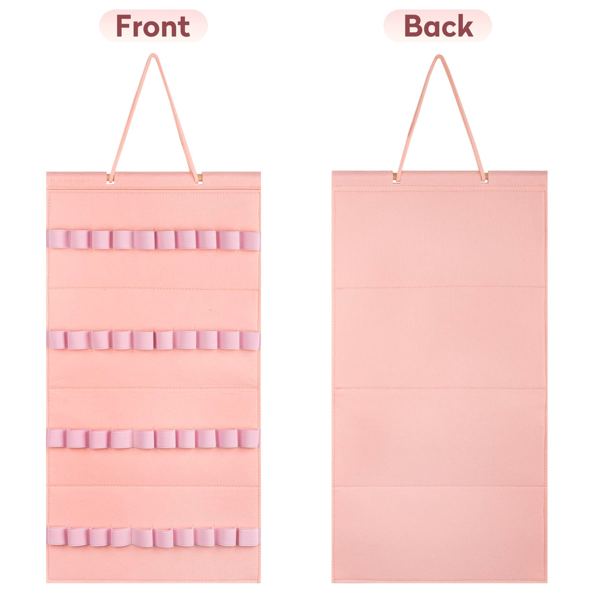 JOYMOMO Hanging Headband Holder for Girls, Felt Headband Organizer with 40 Slots (Pink)