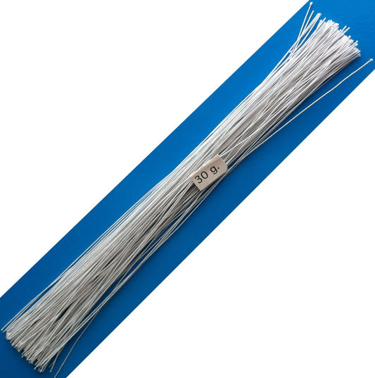 30 Gauge White Cotton Covered Floral Wire - 120 feet per Bundle (36.6m) in 12 inch (30.5cm) Lengths