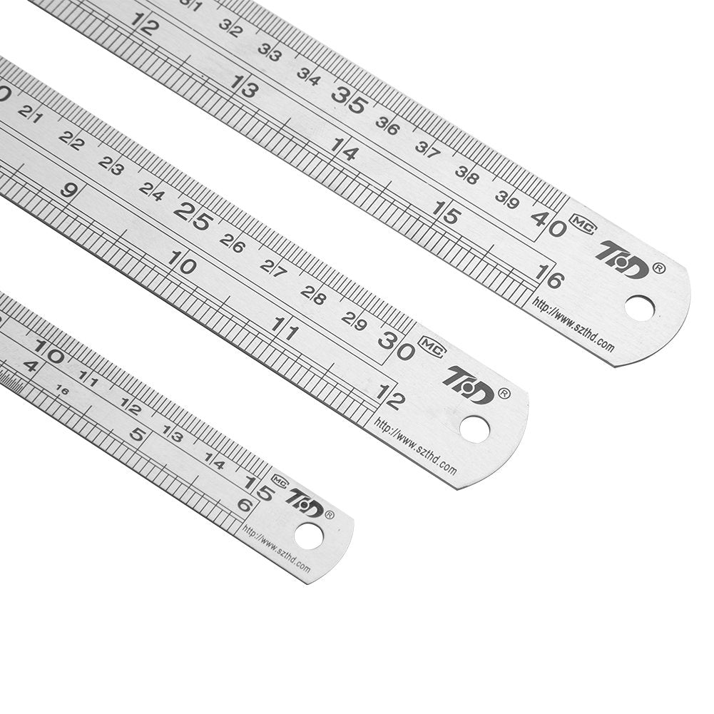 ZZTX Metal Ruler Stainless Steel Ruler Straight Edge Measuring Tool 6 Inch +12 Inch + 16 Inch 6 Pack Set