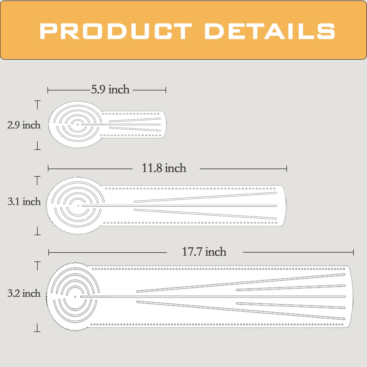 DAFENCHI 3-in-1 Mandala Ruler Tool with Holes, Mandala Dot Art Circle Maker, Compass Protractor Straight Dotting Ruler for Dot Art Geometric Mandala Pattern Design, 3 Sizes