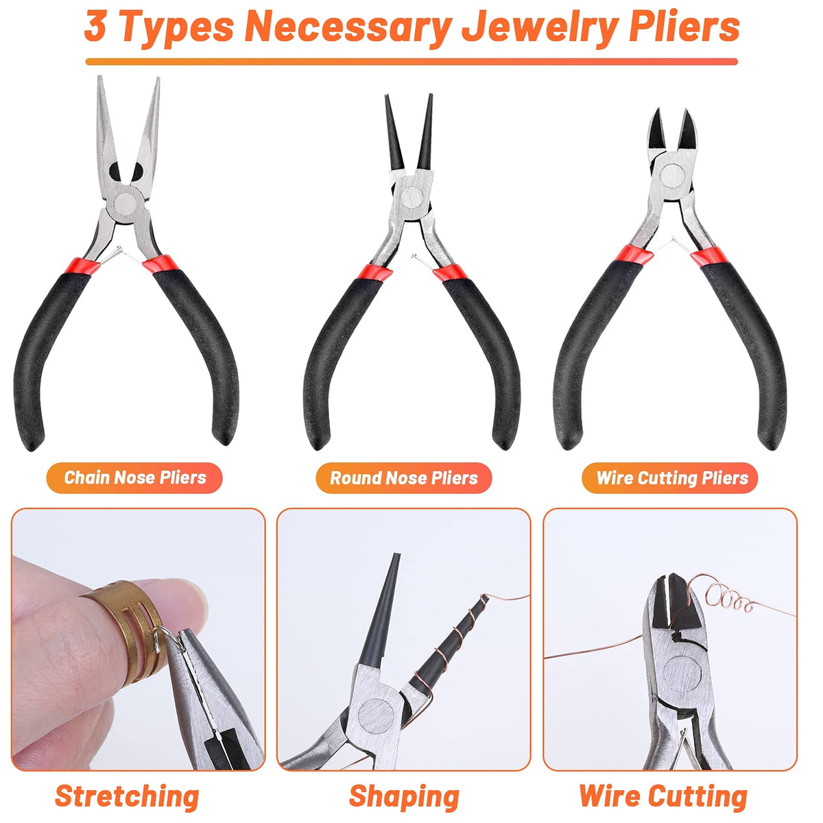 Audab Jewelry Wire Wrapping Jewelry Making Supplies Kit, Ring Sizer Measuring Tools Kit with Tools, Ring Craft Wires, Jewelry Findings for Rings Repair