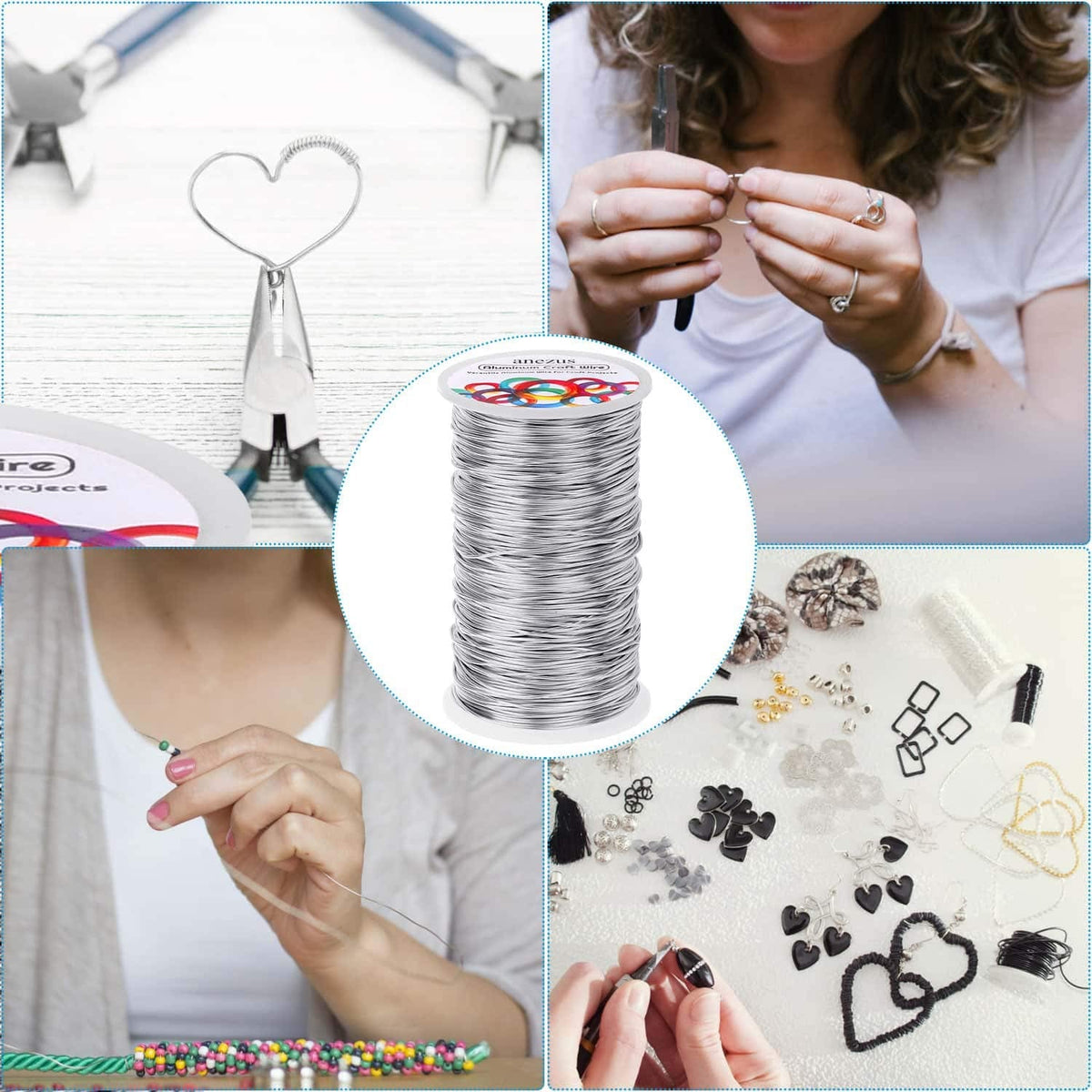 Anezus Bendable Craft Metal Wire - 540 Feet, 18 Gauge Flexible Beading Wire for Wreath Making, Jewelry Making, Floral (Silver, 1mm)