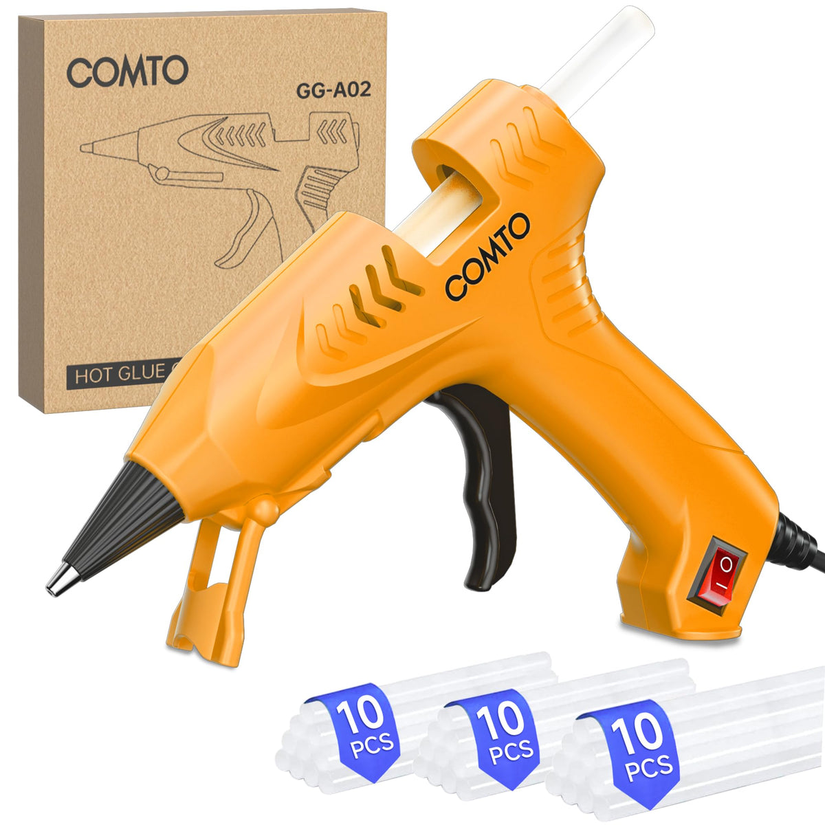 COMTO Hot Glue Gun Kit with 30 Sticks, 20W Fast Preheating Mini Hot Glue Gun and Sticks Set for School Crafts DIY Arts and Quick Home Repairs, Yellow