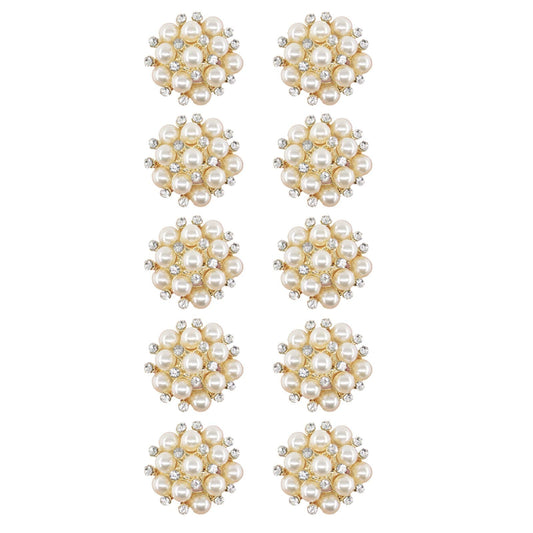 Jerler 10 Pcs Pearl Rhinestone Buttons Crystal Embellishments Sew on Clothing Buttons