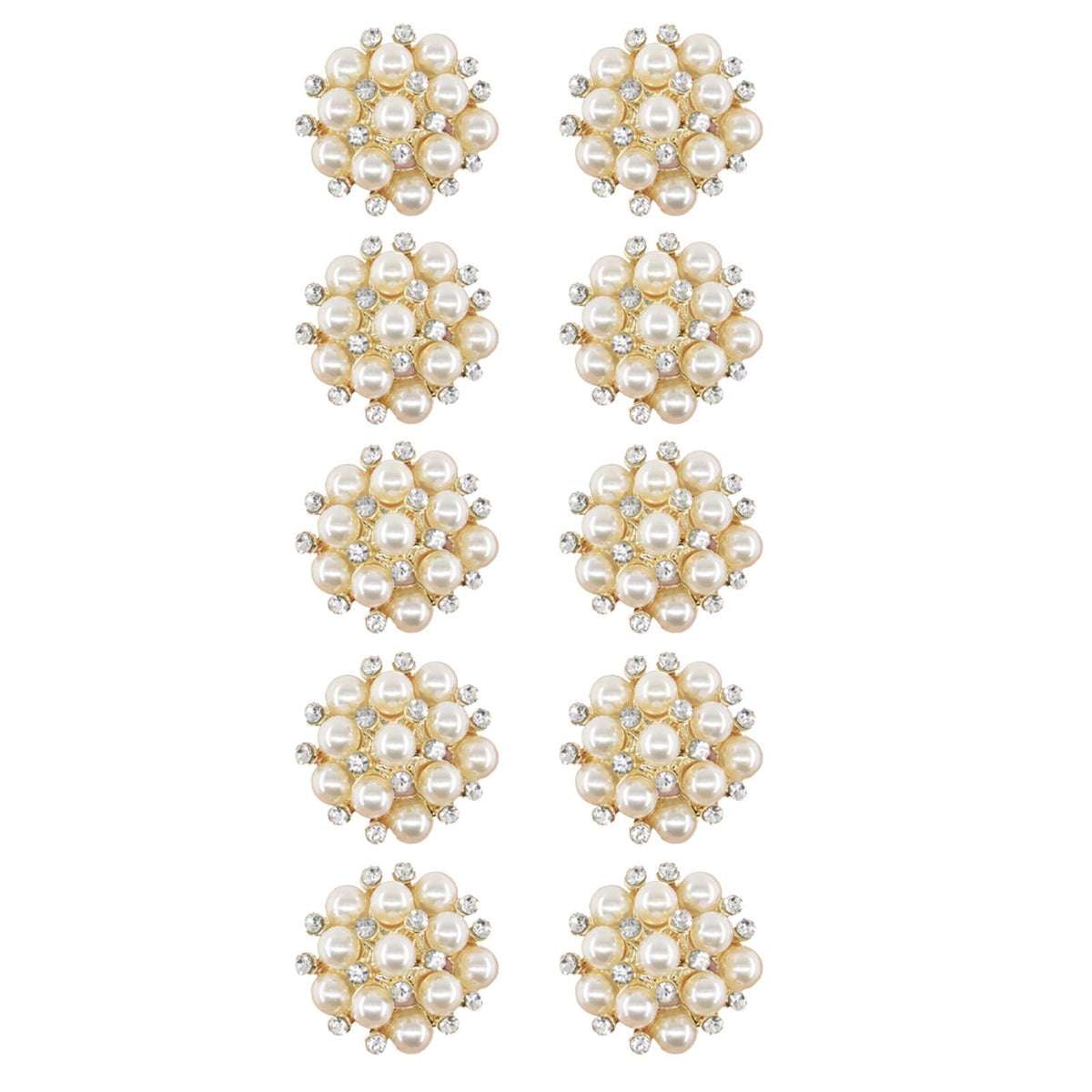 Jerler 10 Pcs Pearl Rhinestone Buttons Crystal Embellishments Sew on Clothing Buttons