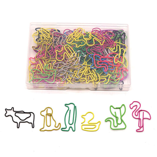 NELJIBEHU 96 pcs Cute Animal Shaped Paper Clips Assorted Colors, Fun Office and School Supplies for Coworkers, Teachers and Students