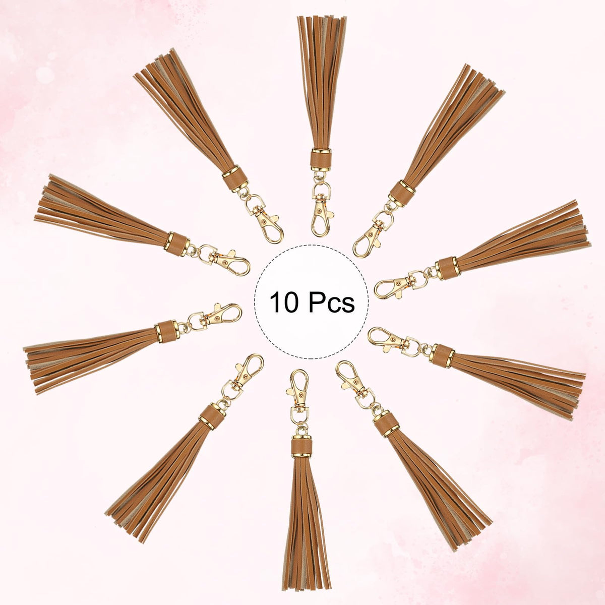 uxcell 10pcs PU Leather Tassels, 6 Inch Keychain Tassel Charm with Lobster Swivel for Jewelry Making, Handbag, DIY Crafts, (Grey Coffee)