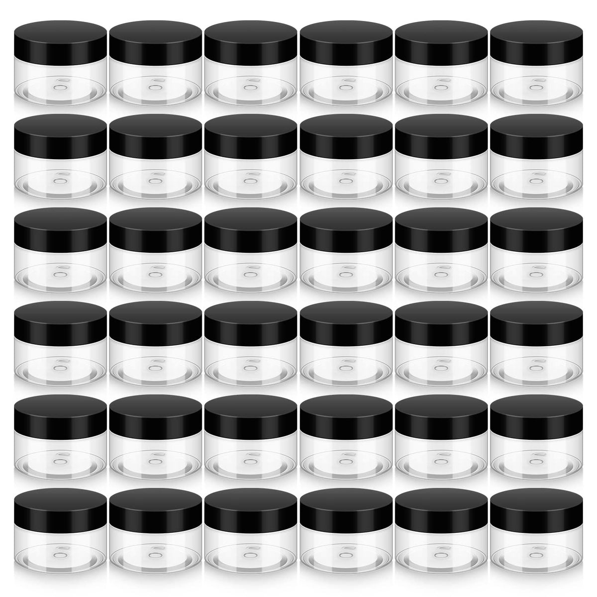 Loretoy 36 Pack 1 OZ Plastic Jars with Lids, BPA Free, Reusable, Refillable Transparent Cosmetic Containers for Bath Salts, Cosmetics, Powders, Beauty Product and Small Accessories
